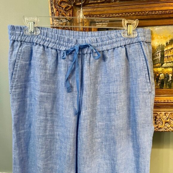 NWOT Talbots Washed Linen Wide Leg Beach Pant in Blue Size SMALL - Picture 3 of 4